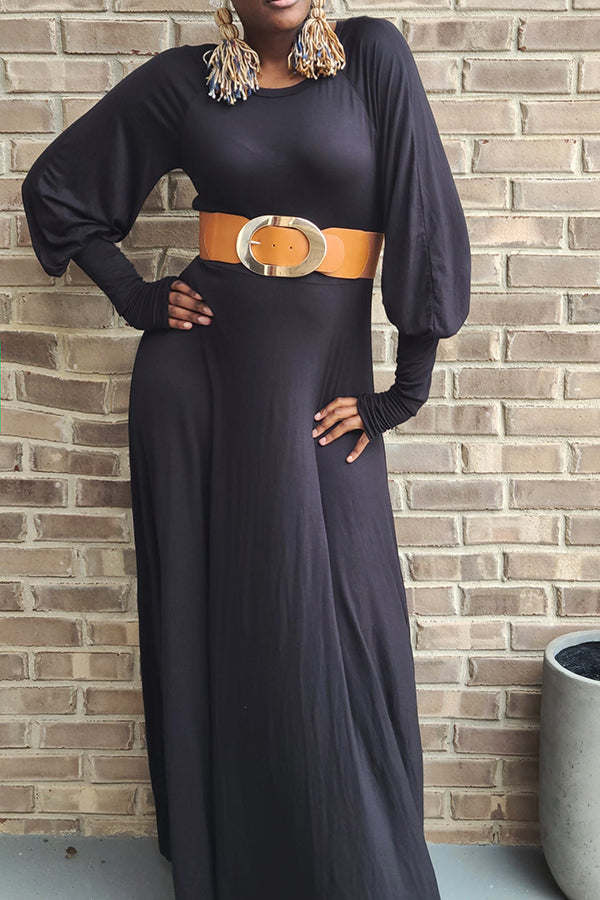 Elegant Solid Color Ruffle Dress