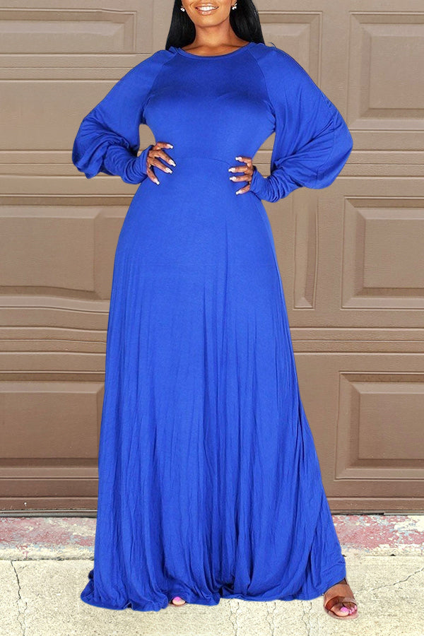Elegant Solid Color Ruffle Dress