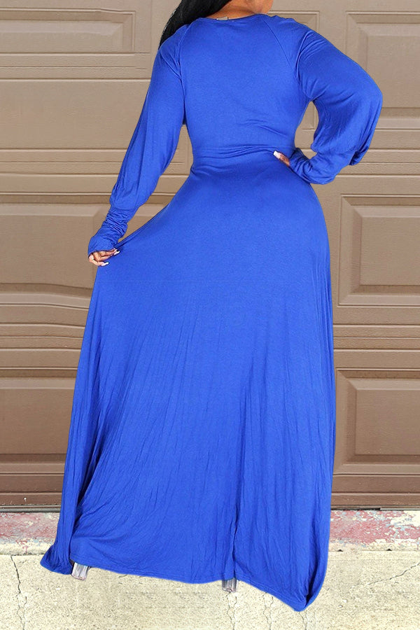 Elegant Solid Color Ruffle Dress