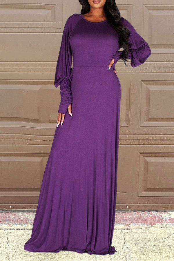 Elegant Solid Color Ruffle Dress