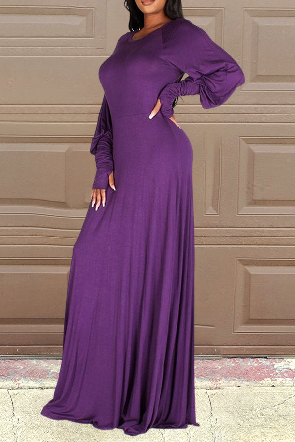 Elegant Solid Color Ruffle Dress