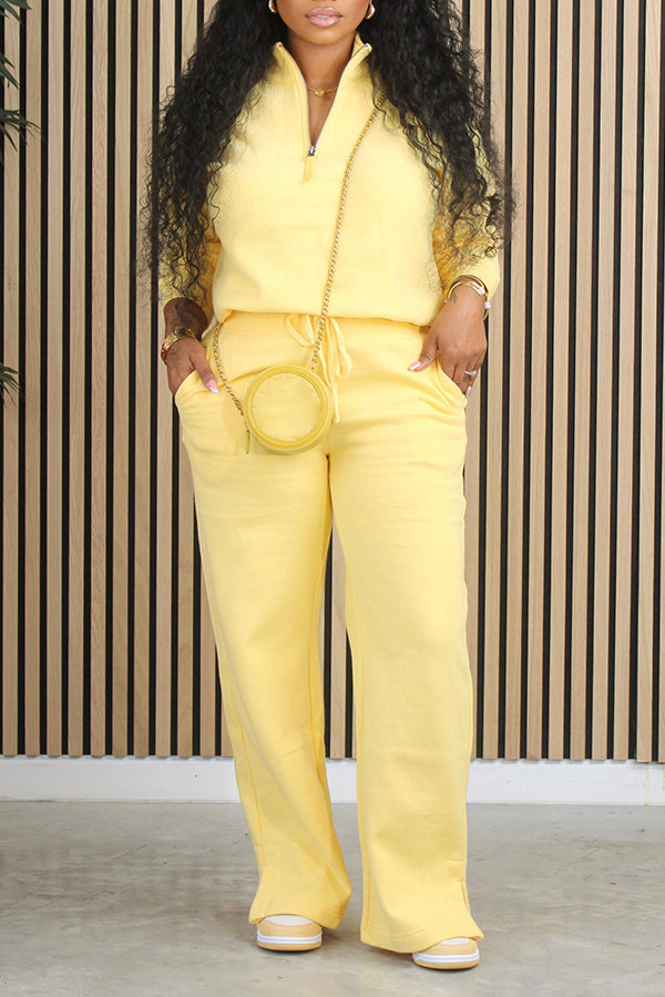 Casual Half-Zip Top & Pants Set