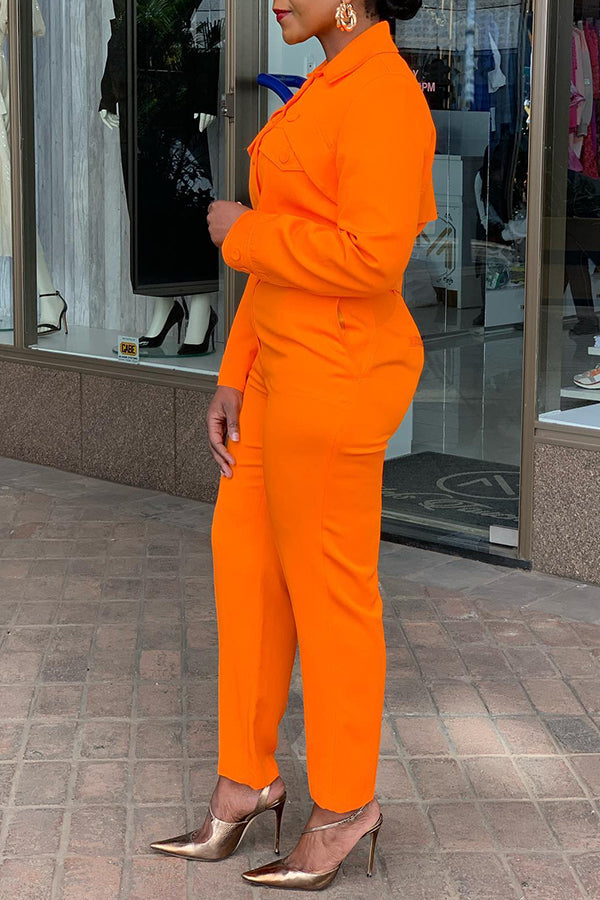 Striking Single Breasted Top & Pants Set