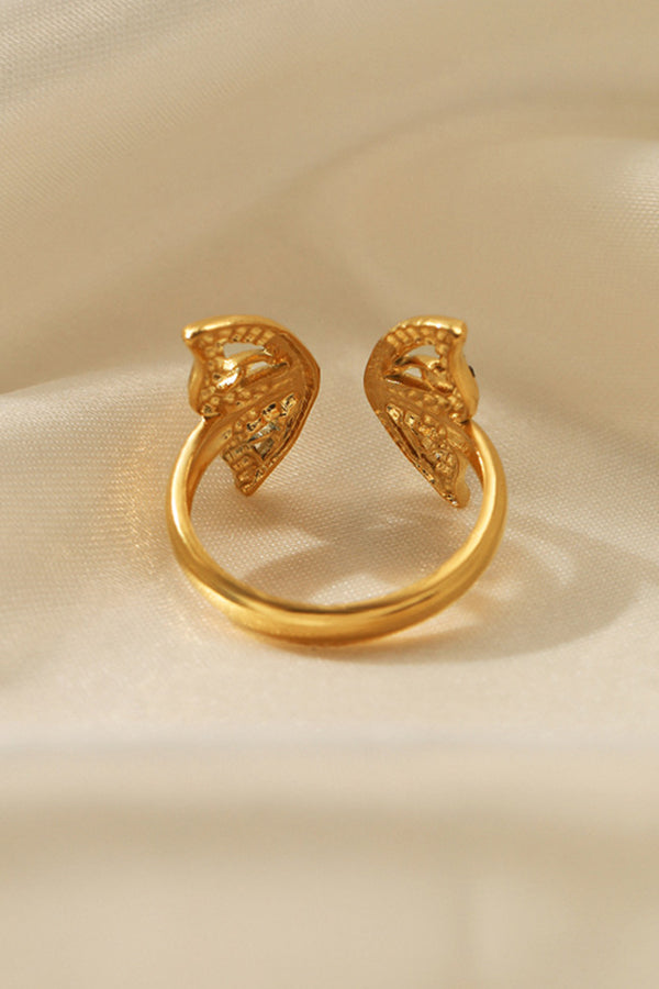 Metal Black Diamond Butterfly Ring