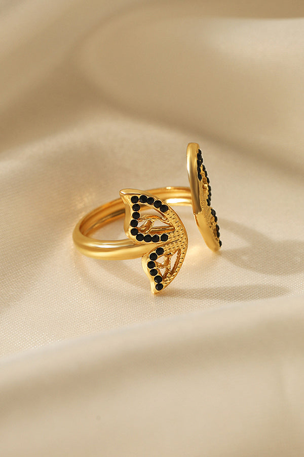 Metal Black Diamond Butterfly Ring
