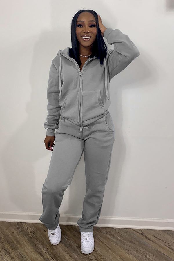 Drawstring Hoodie & Sweatpants Set