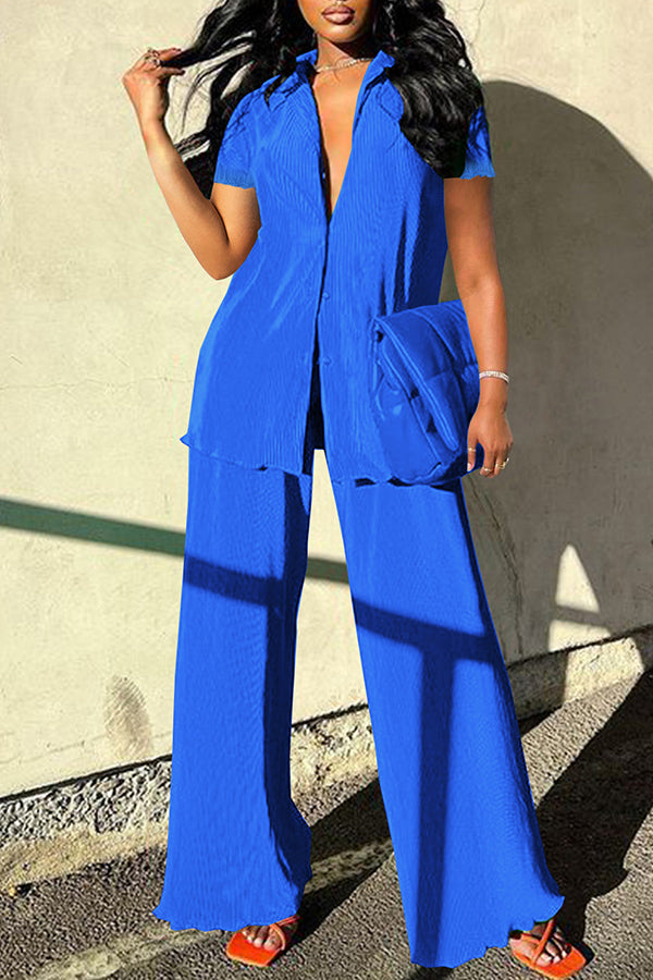 Solid Color Top & Pants Set