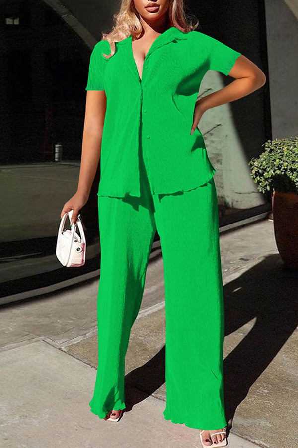 Solid Color Top & Pants Set
