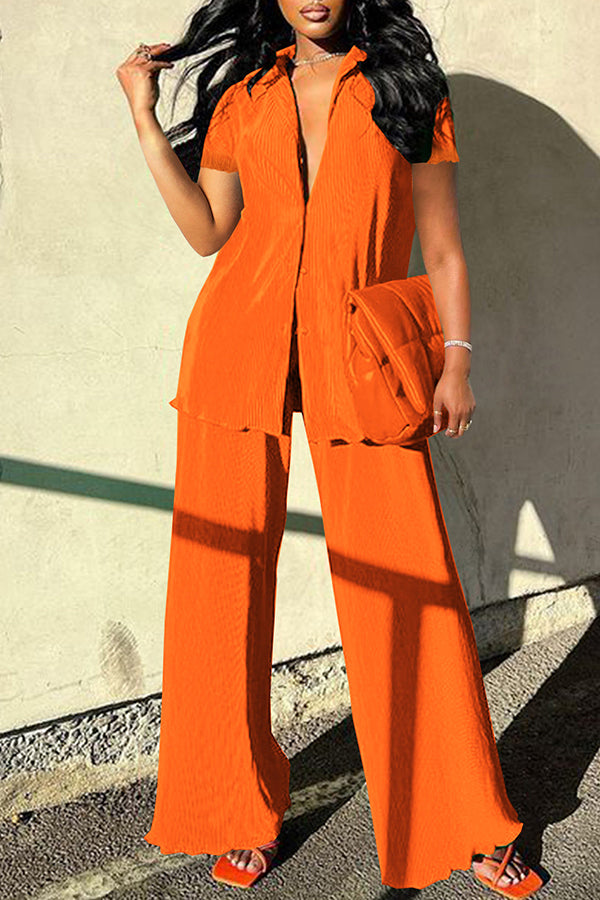 Solid Color Top & Pants Set