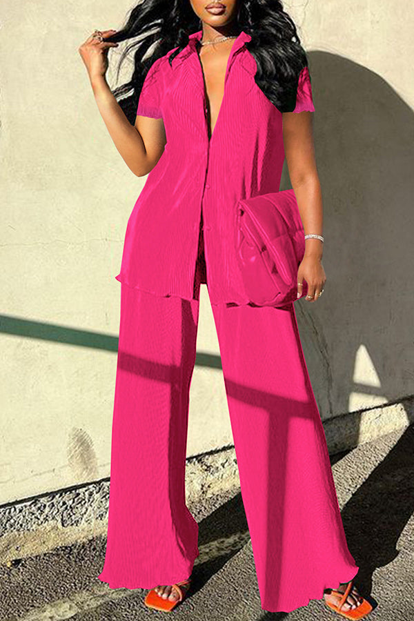 Solid Color Top & Pants Set
