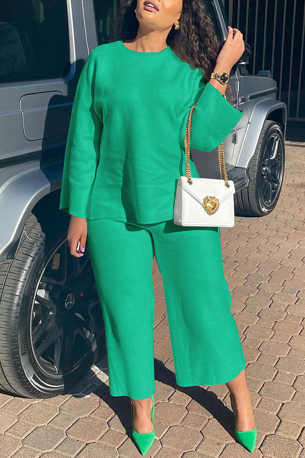 Solid Color Casual Loose 2 Piece Set