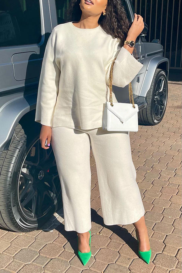 Solid Color Casual Loose 2 Piece Set