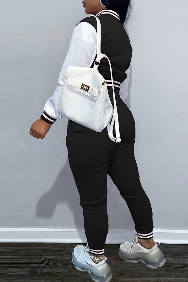 Single-breasted Baseball Pants Set