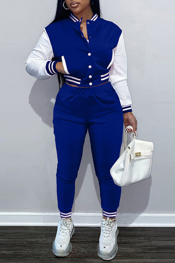 Single-breasted Baseball Pants Set