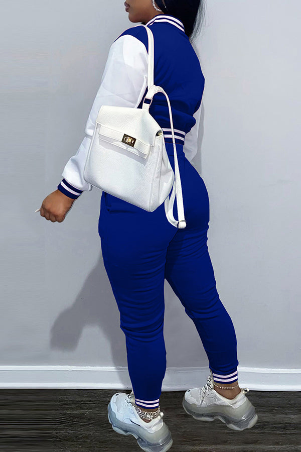 Single-breasted Baseball Pants Set