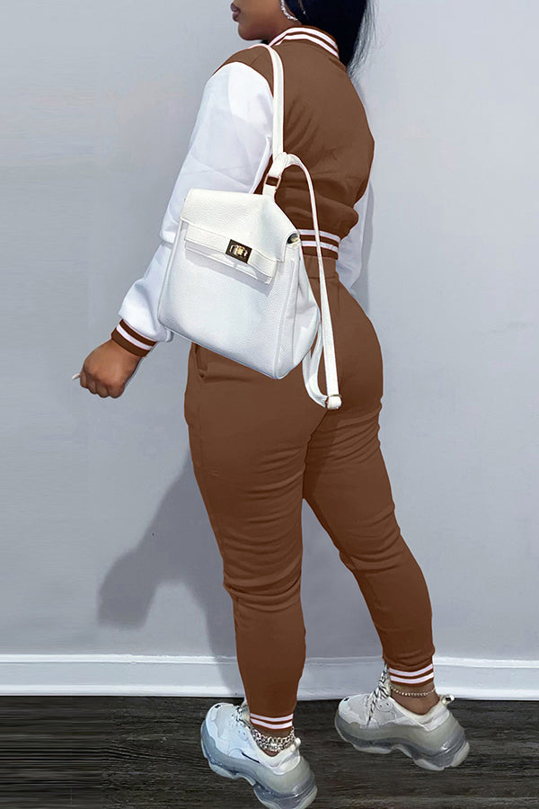 Single-breasted Baseball Pants Set