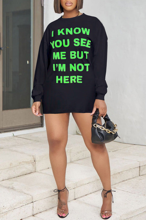Fashion Double Sided Letter T-Shirt Dress