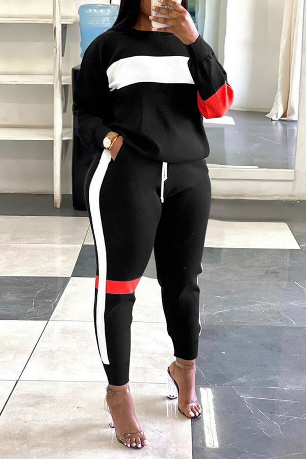 Leisure Color Block Two Pieces Set