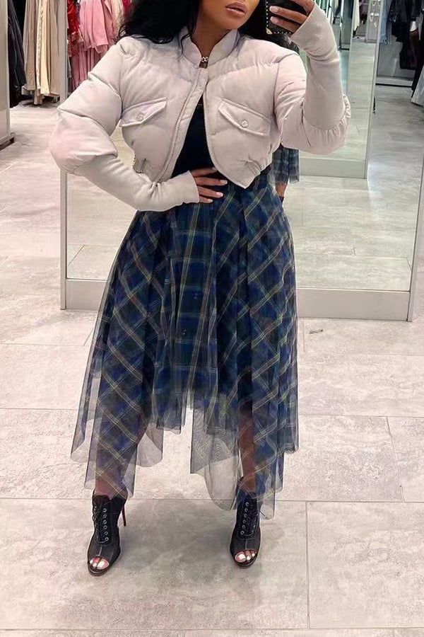 Paneled Ribbed Padded Jacket