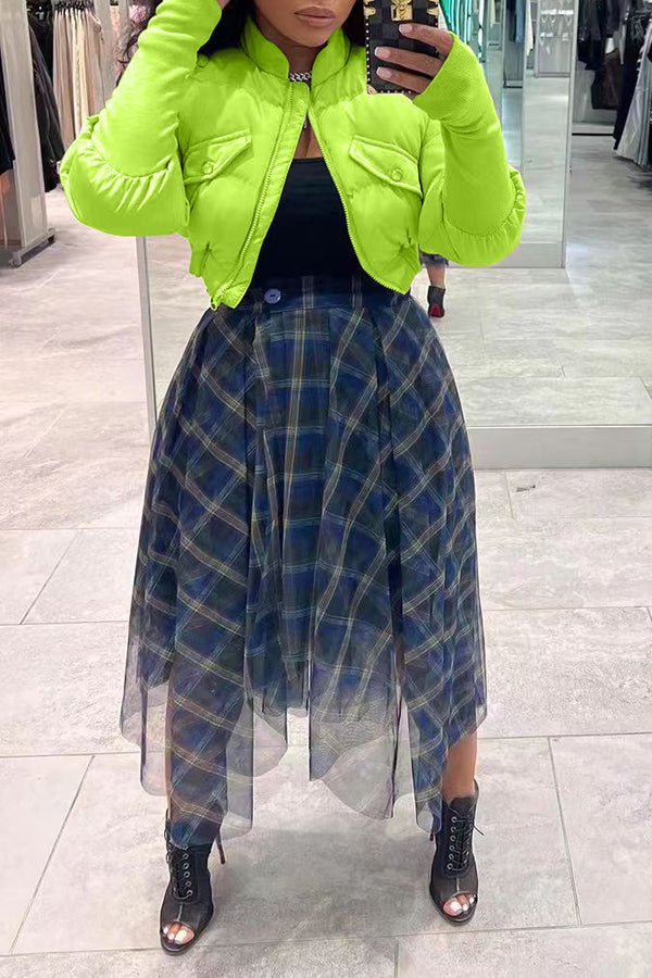 Paneled Ribbed Padded Jacket