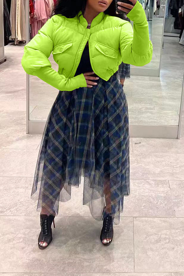 Paneled Ribbed Padded Jacket