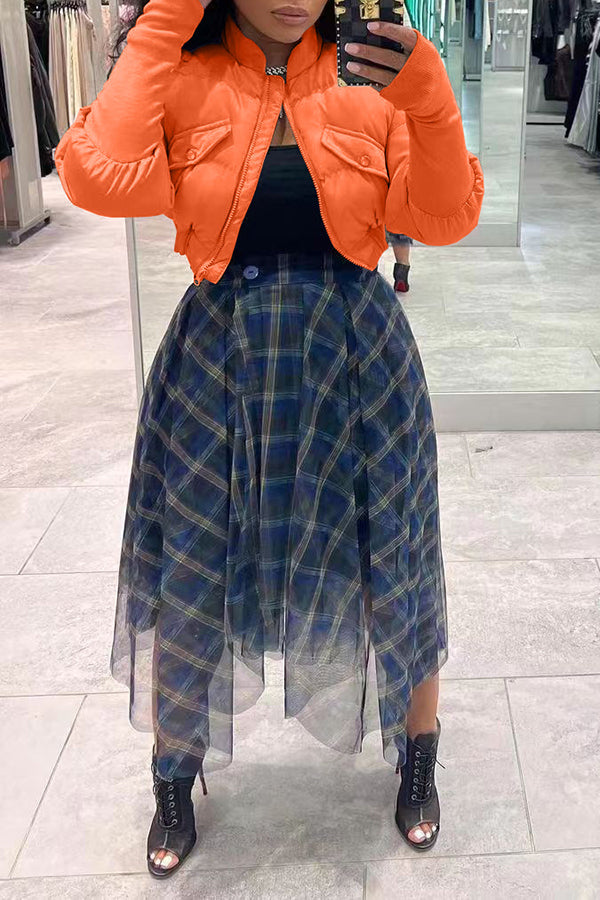 Paneled Ribbed Padded Jacket