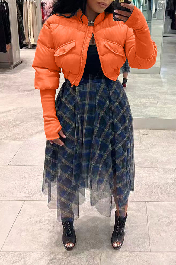 Paneled Ribbed Padded Jacket