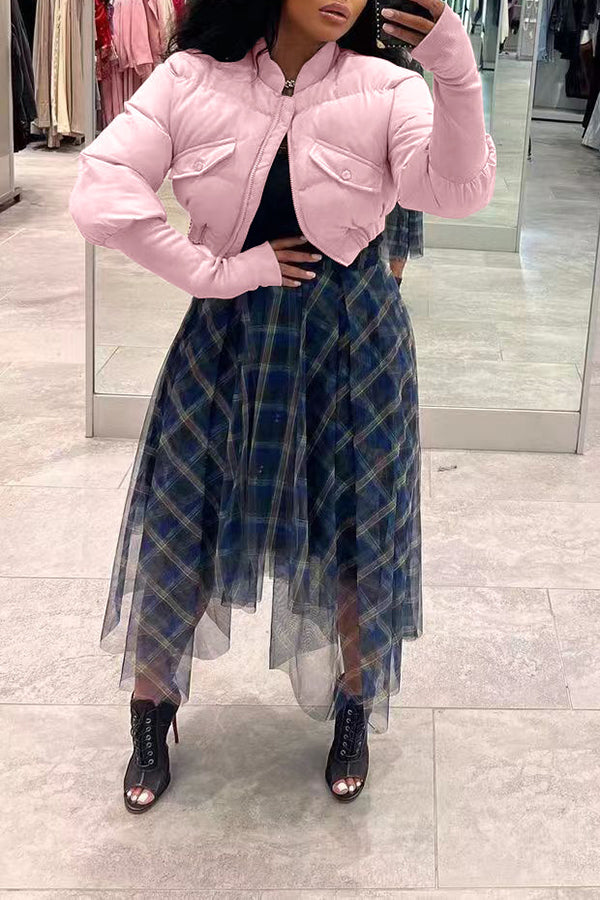 Paneled Ribbed Padded Jacket