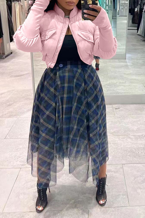 Paneled Ribbed Padded Jacket