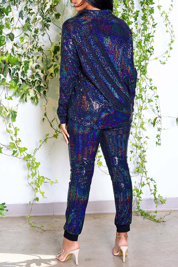 Glitter Shirt & Drawstring Pants Set