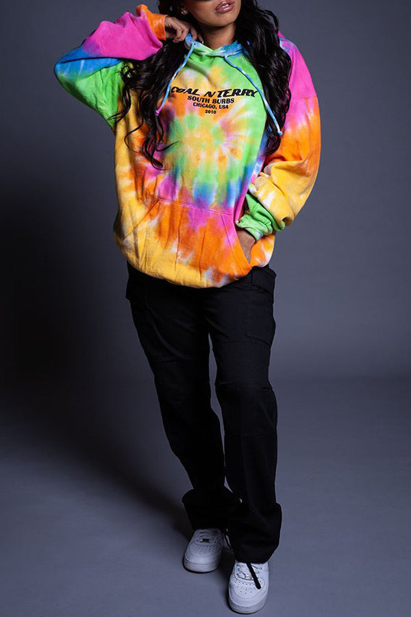 Tie Dye Letter Graphic Hoodie