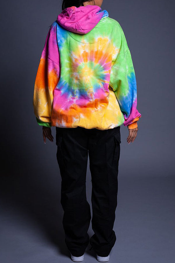 Tie Dye Letter Graphic Hoodie
