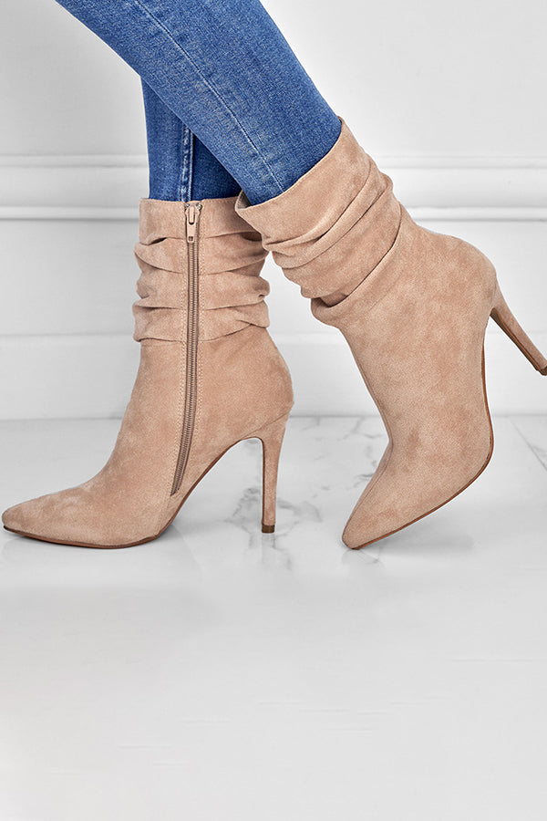 Mid Suede High-heeled Boots