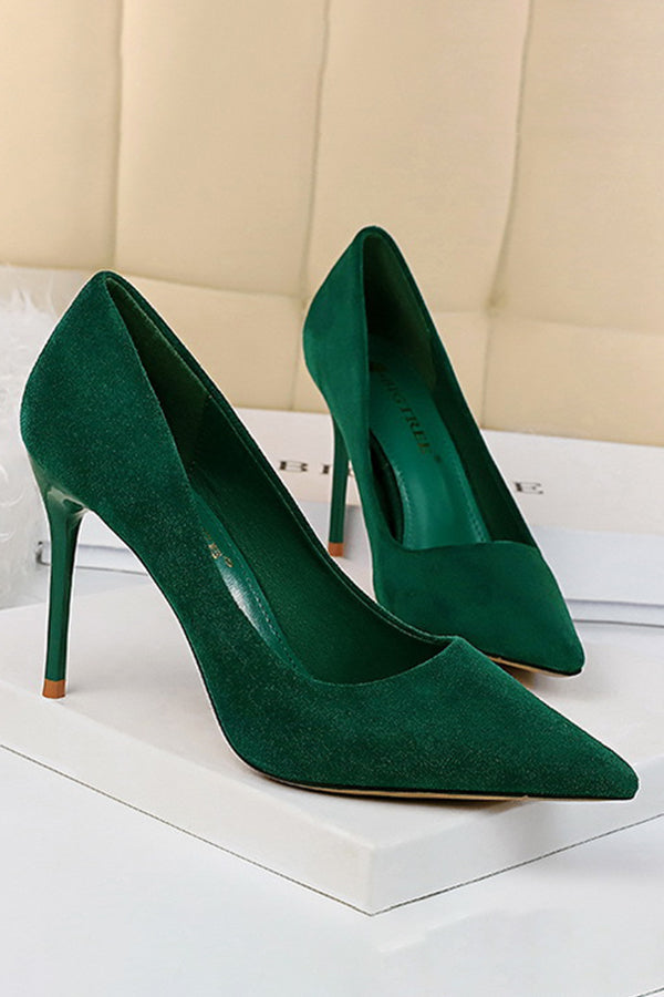 Suede Pointed Toe High Heels