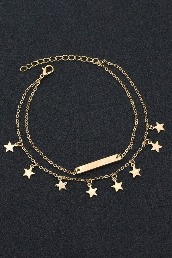 Double Layer Star Zircon Anklet