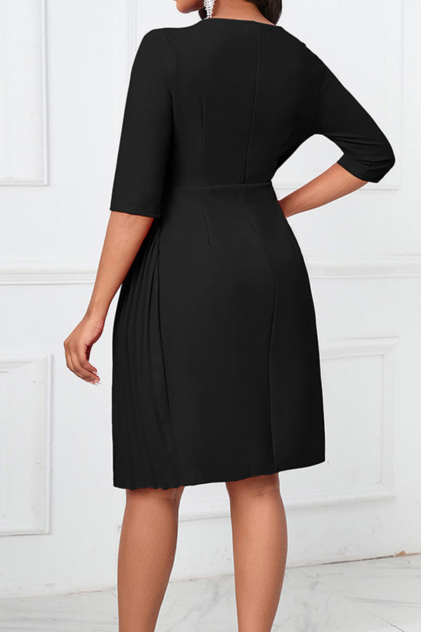Casual V-Neck Solid Color Dress