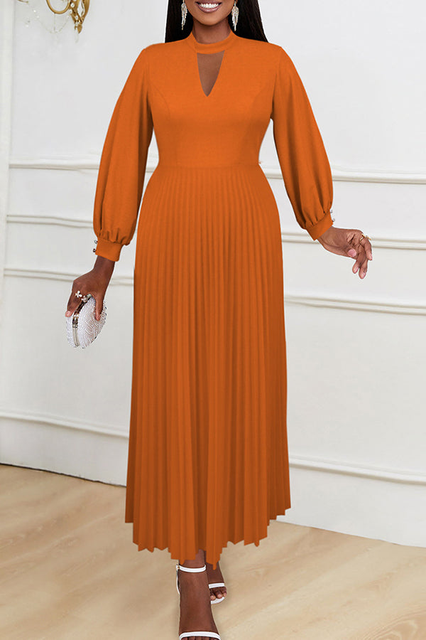 Elegant Choker Neck Pleated Maxi Dress